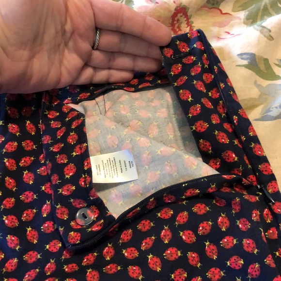 TALBOTS Heritage Size 10 Ladies Ladybugs Flat Front Side-Zip Pant Cotton Stretch - Picture 10 of 14